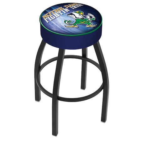 Holland Bar Stool Co 30" Notre Dame Leprechaun Cushion Seat, Blk Wrnkl Base Swivel Bar Stool L8B130ND-Lep-D2